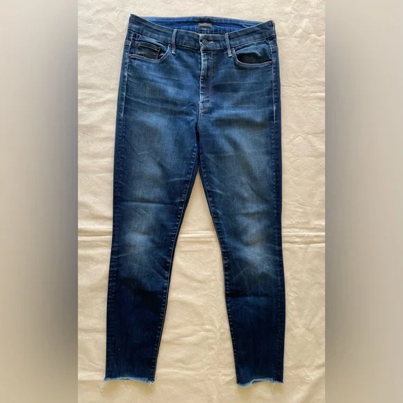 Mother The Looker High Waist Ankle Fray NightOwl Dark Wash Women's Blue Jeans 30 - Picture 2 of 12